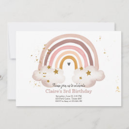 Boho Rainbow Birthday Invitation Girl Rustic Einladung