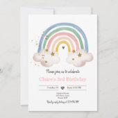 Boho Rainbow Birthday Invitation Girl Rustic Einladung (Vorderseite)