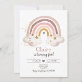Boho Rainbow Birthday Invitation Girl Rustic Einladung (Vorderseite)