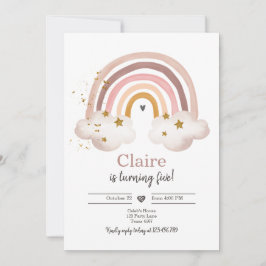 Boho Rainbow Birthday Invitation Girl Rustic Einladung