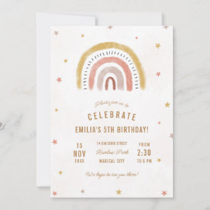 Boho Rainbow Birthday Party Einladung