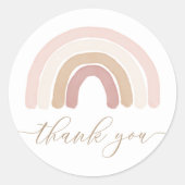 Boho Rainbow Birthday Party Runder Aufkleber (Vorderseite)