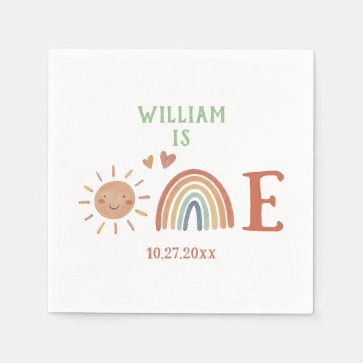 Boho Rainbow Birthday Party Serviette (Vorderseite)