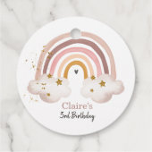 Boho Rainbow Birthday Tag Pastel Neutral Modern Geschenkanhänger (Rückseite)