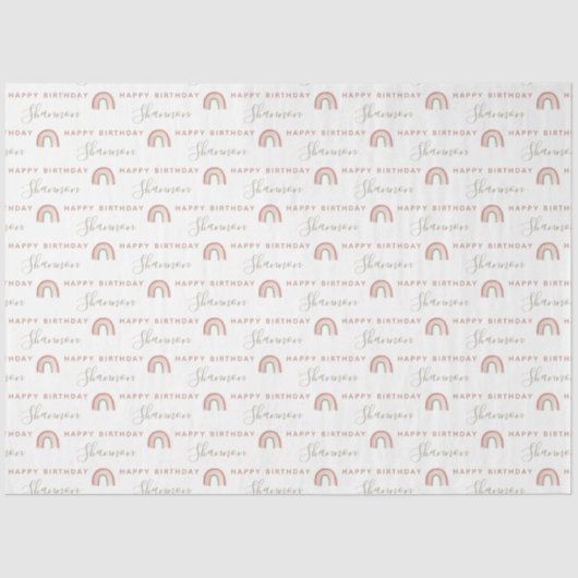 Boho Rainbow Birthday Tissue Paper Seidenpapier (Vorderseite)