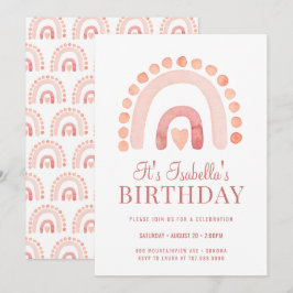 Boho Rainbow Bisque Kid's Geburtstagsparty Einladung