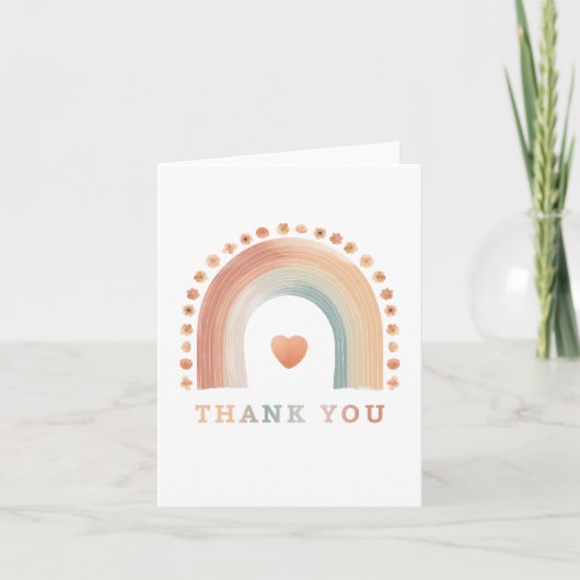 Boho Rainbow Blank Danke-Card - Minimalistisch Wat Dankeskarte (Vorderseite)
