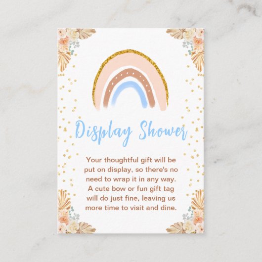 Boho Rainbow Blue Baby Display Dusche Begleitkarte (Vorderseite)