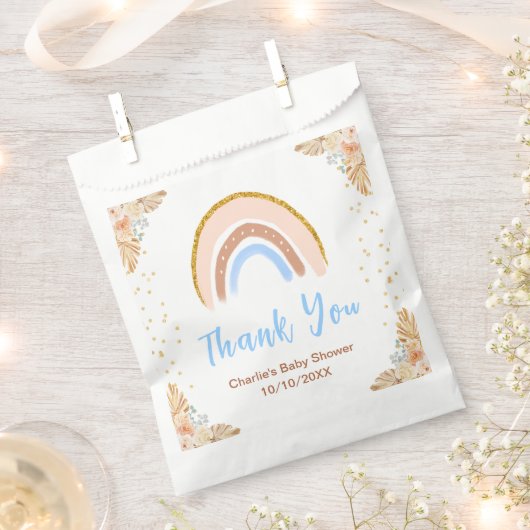 Boho Rainbow Blue Baby Dusche Vielen Dank Geschenktütchen (Ausgeschnitten)