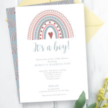 Boho Rainbow Blue Boy Baby Shower
