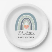 Boho Rainbow Blue Boy Baby Shower Pappteller (Vorderseite)