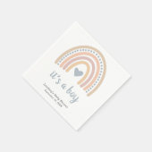 Boho Rainbow Blue Heart Boy Niedlich Baby Shower Serviette (Ecke)