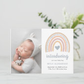 Boho Rainbow Blue Heart Niedlich Baby Boy Foto Bir Ankündigung (Stehend Vorderseite)