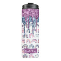 Boho Rainbow Blue Pink Glitzer Tropfen