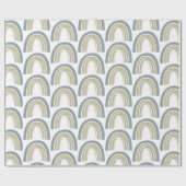 Boho Rainbow Blue White Baby Dusche Umschlagpapier Geschenkpapier (Flach)