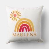 Boho Rainbow Bohemisch Orange Sun Baby Kinderzimme Kissen (Rückseite)
