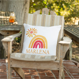 Boho Rainbow Bohemisch Orange Sun Baby Kinderzimme Kissen