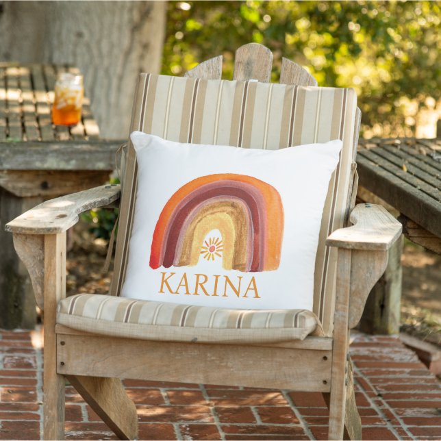 Boho Rainbow Bohemisch Sun Orange Baby Kinderzimme Kissen (Stuhl )