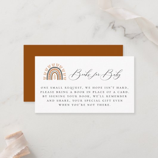 Boho Rainbow Book Request Encryption Card Platzkarte (Vorderseite/Rückseite Beispiel)