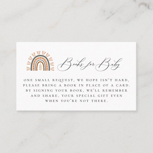 Boho Rainbow Book Request Encryption Card Platzkarte (Vorderseite)