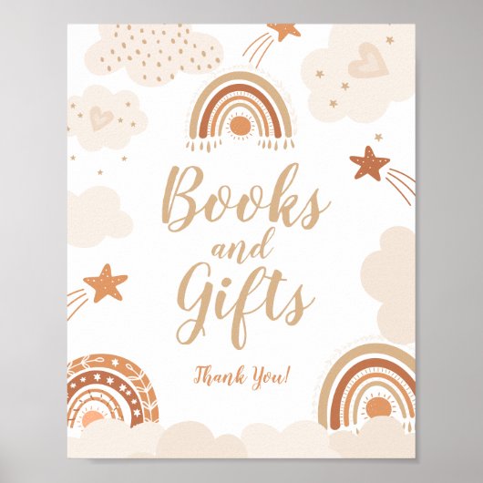 Boho Rainbow Books and Gifts Sign Poster (Vorne)