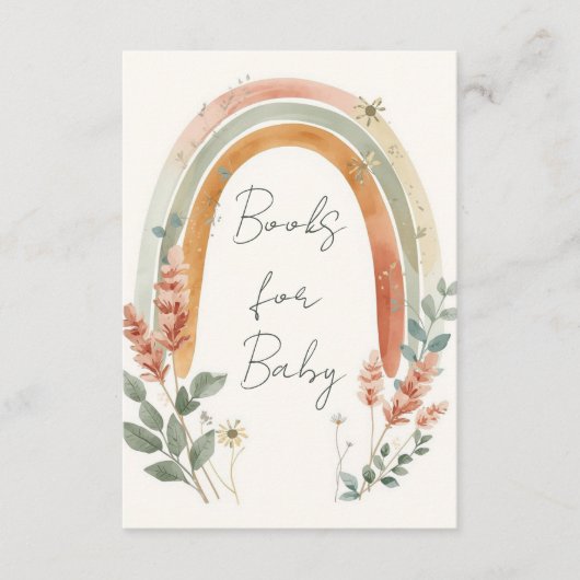 Boho Rainbow Books for Baby Card – Pampas Grass Begleitkarte (Vorderseite)