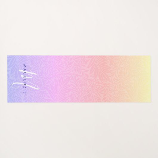 Boho Rainbow Botanische Monogramm Name Yogamatte (Rückseite (Horizontal))