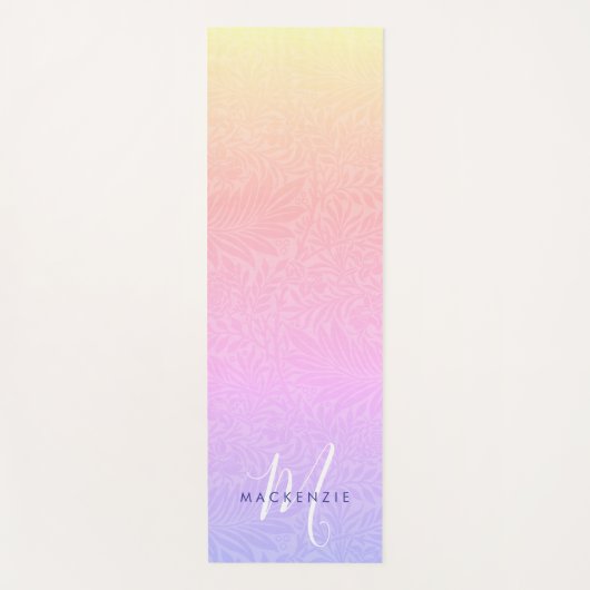 Boho Rainbow Botanische Monogramm Name Yogamatte (Vorderseite)