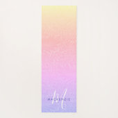 Boho Rainbow Botanische Monogramm Name Yogamatte (Rückseite)