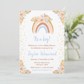 Boho Rainbow Boy Baby Shower Einladung (Stehend Vorderseite)