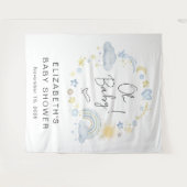 Boho Rainbow Boy Babydusche Begrüßung Hintergrund Wandteppich (Vorderseite (Horizontal))