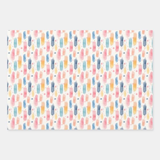 Boho Rainbow Brush Strokes & Dots Geschenkpapier Set (Vorderseite 2)