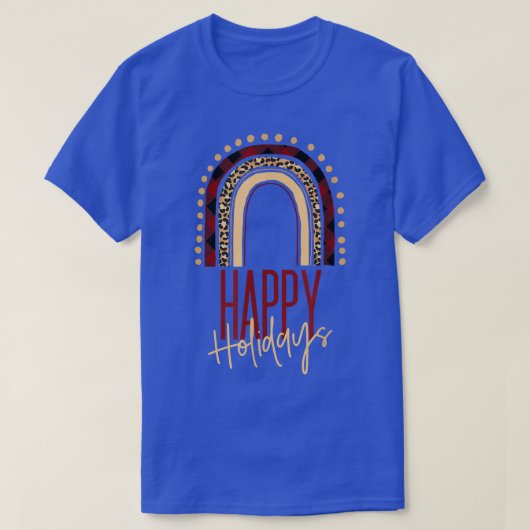 Boho Rainbow Buffalo Kariert Leopard Print Happy H T-Shirt (Design vorne)