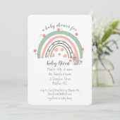 Boho Rainbow Bunny Baby Shower Einladung (Stehend Vorderseite)