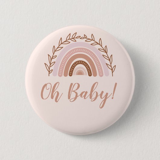 Boho Rainbow Button, Baby Showknopf Button (Vorderseite)