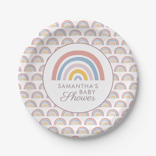 Boho Rainbow Chic Baby Shower Pappteller (Vorderseite)