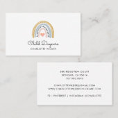 Boho Rainbow Child Daycare Business Card Visitenkarte (Vorne/Hinten)