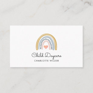 Boho Rainbow Child Daycare Business Card Visitenkarte