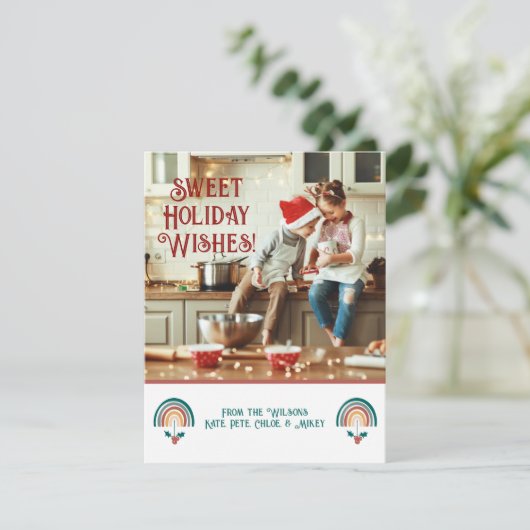 Boho Rainbow Christmas Feiertagskarte (Stehend Vorderseite)