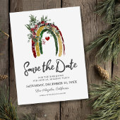 Boho Rainbow Christmas Party Save the Date Ankündigungspostkarte