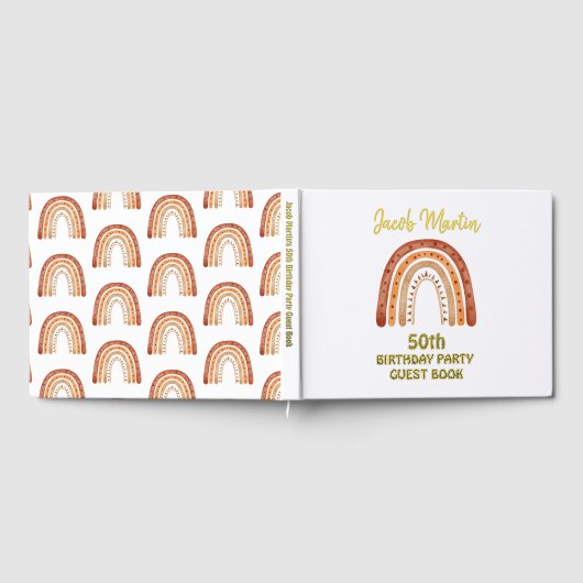 Boho Rainbow Custom Birthday Party Foil Guestbook Gästebuch (Voll)