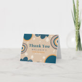 Boho Rainbow Daisy Beige Birthday Dankeskarte (Vorderseite)