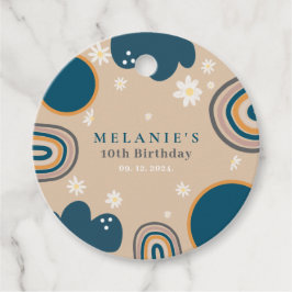 Boho Rainbow Daisy Beige Birthday Geschenkanhänger