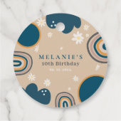 Boho Rainbow Daisy Beige Birthday Geschenkanhänger (Rückseite)