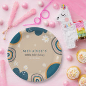 Boho Rainbow Daisy Beige Birthday Pappteller (Party)