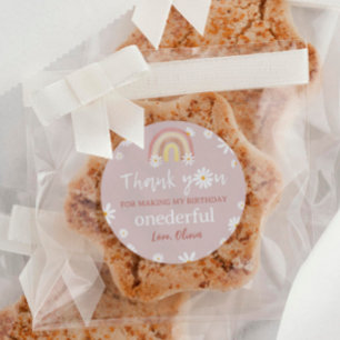 Boho Rainbow Daisy Birthday Baby Shower Runder Aufkleber