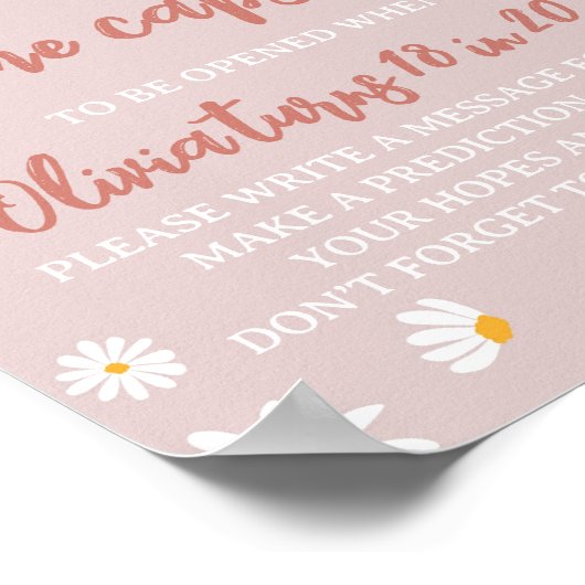 Boho Rainbow Daisy Birthday Time Kapselunterschrif Poster (Ecke)