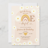 Boho Rainbow Daisy Onederful Erster Geburtstag Einladung (Vorderseite)