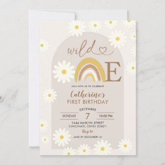 Boho Rainbow Daisy Wild Einladung zum Geburtstag