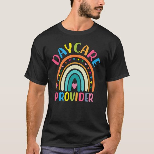 Boho Rainbow Daycare Provider Lehrerbewertung T-Shirt (Vorderseite)